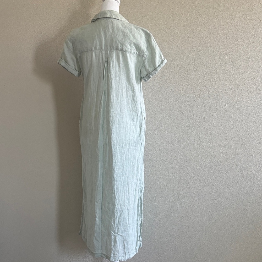 Linen Shirt Dress Mint Green - Picture 2 of 4